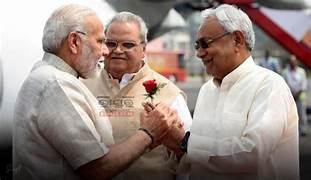 Nitish Kumar in happy moments with Narendra Modi