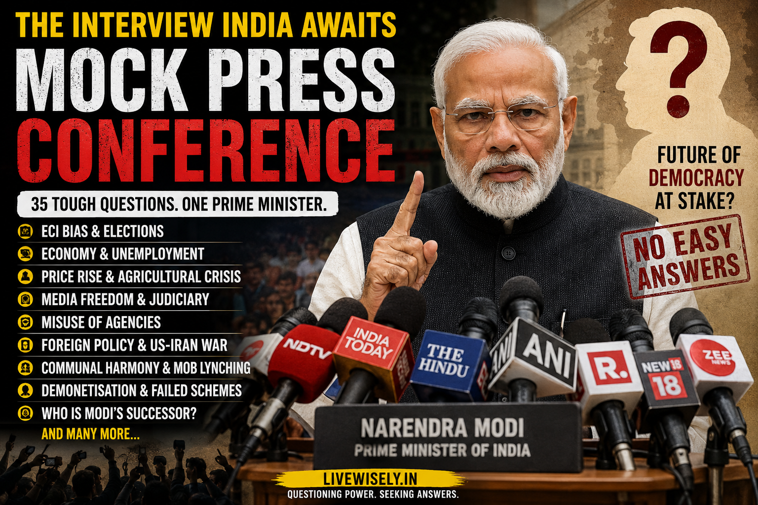 A last mock press conference presumed to be told by Prime Minister of India