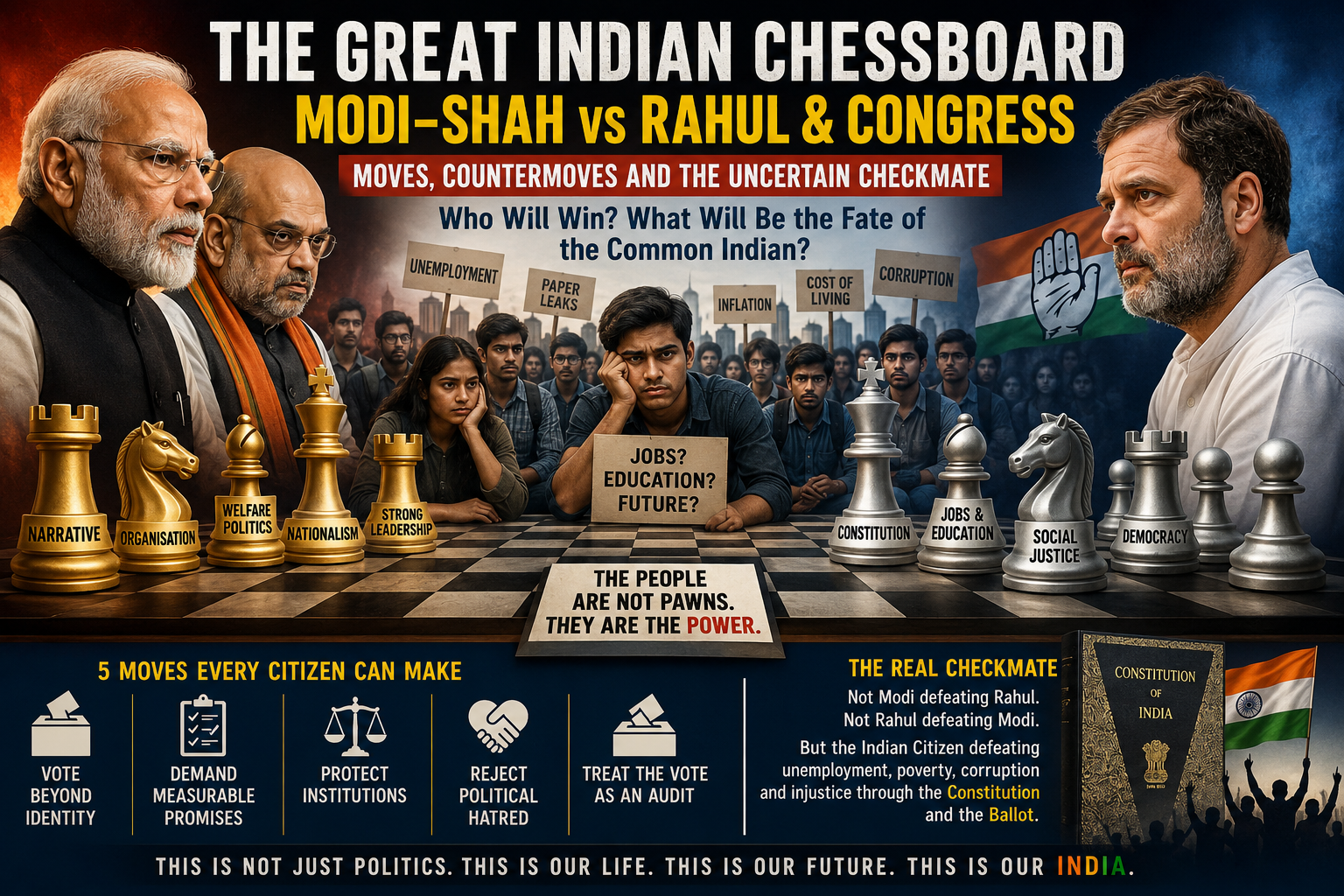 The Indian political chessboard is crowded with kings, queens, rooks, bishops, knights and pawns. But there is one fundamental difference between chess and democracy. The Indian people are not pawns. They are the owners of the board.
